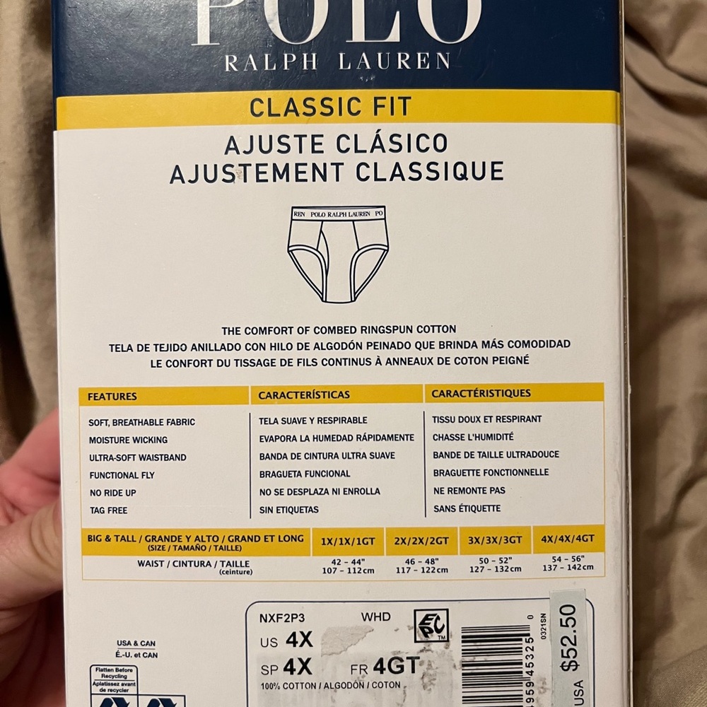 Polo Ralph Lauren big & tall mid rise briefs men size 4x - Picture 3 of 4